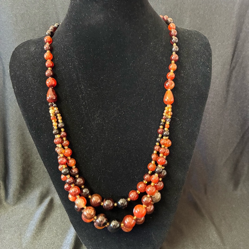 Natural Agate Stone Amber & Browns Necklace